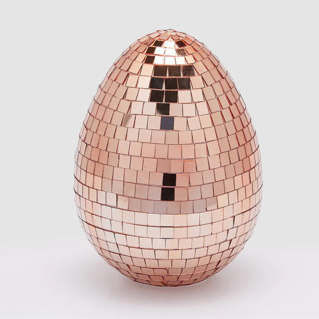 Ovo Espelhado Altura 20 cm Diâmetro 15 cm Salmão