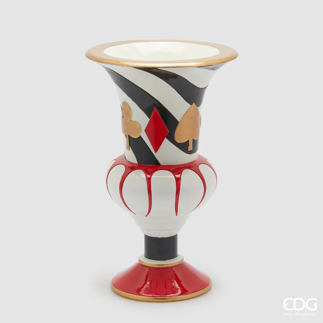 Vaso em taça com xadrez em poliresina Natal 2025 Altura 38 cm × Diâmetro 23 cm