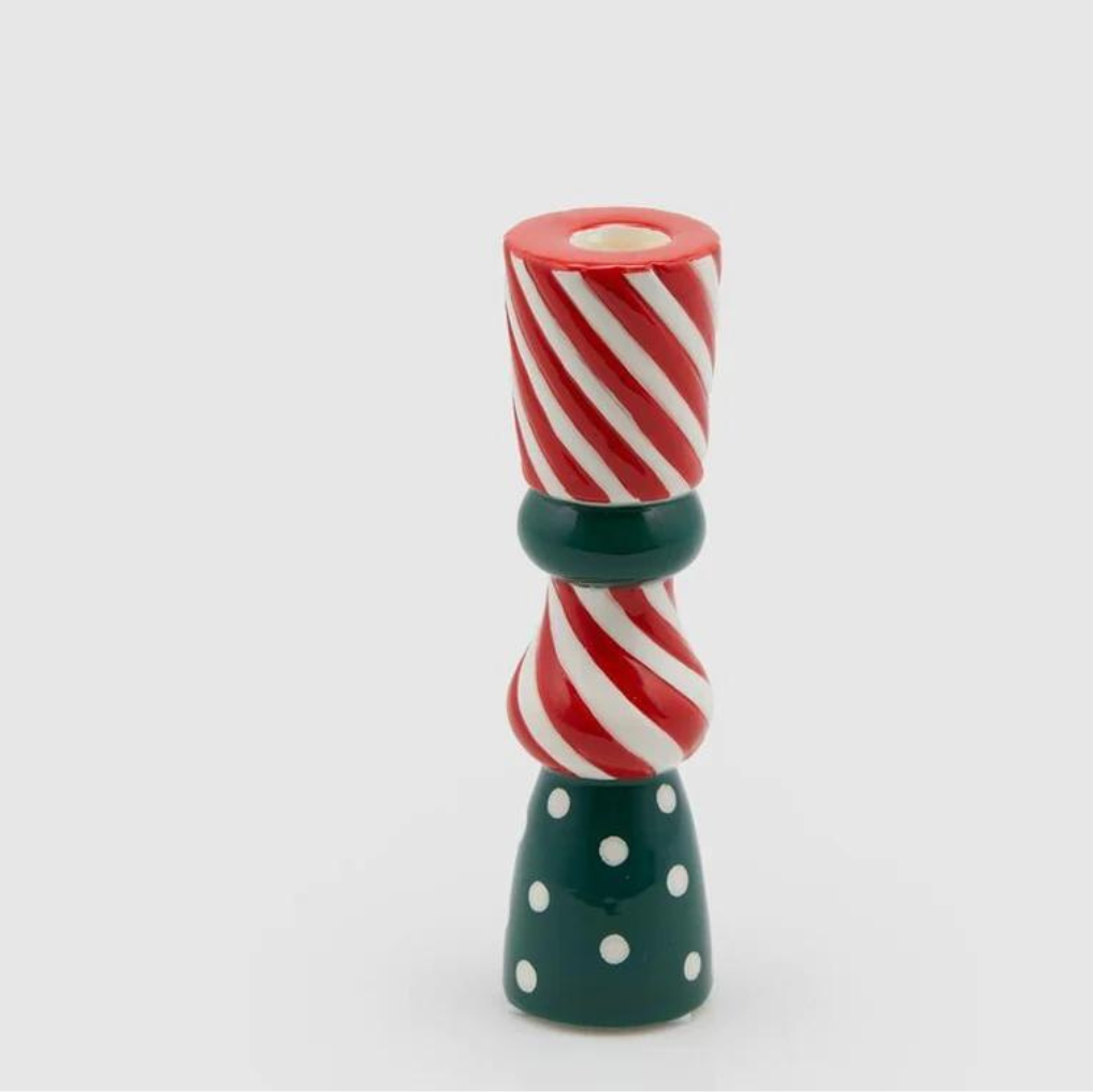 ARRANJO NATALÍCIO EM VASO TAÇA BRANCO COM CANDELABROS CANDY