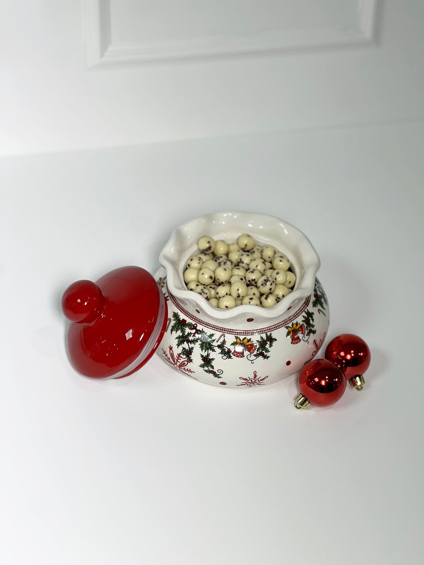 SACO NATALINO DE PORCELANA COM RICEBALL DE STRACIATELLA 500G