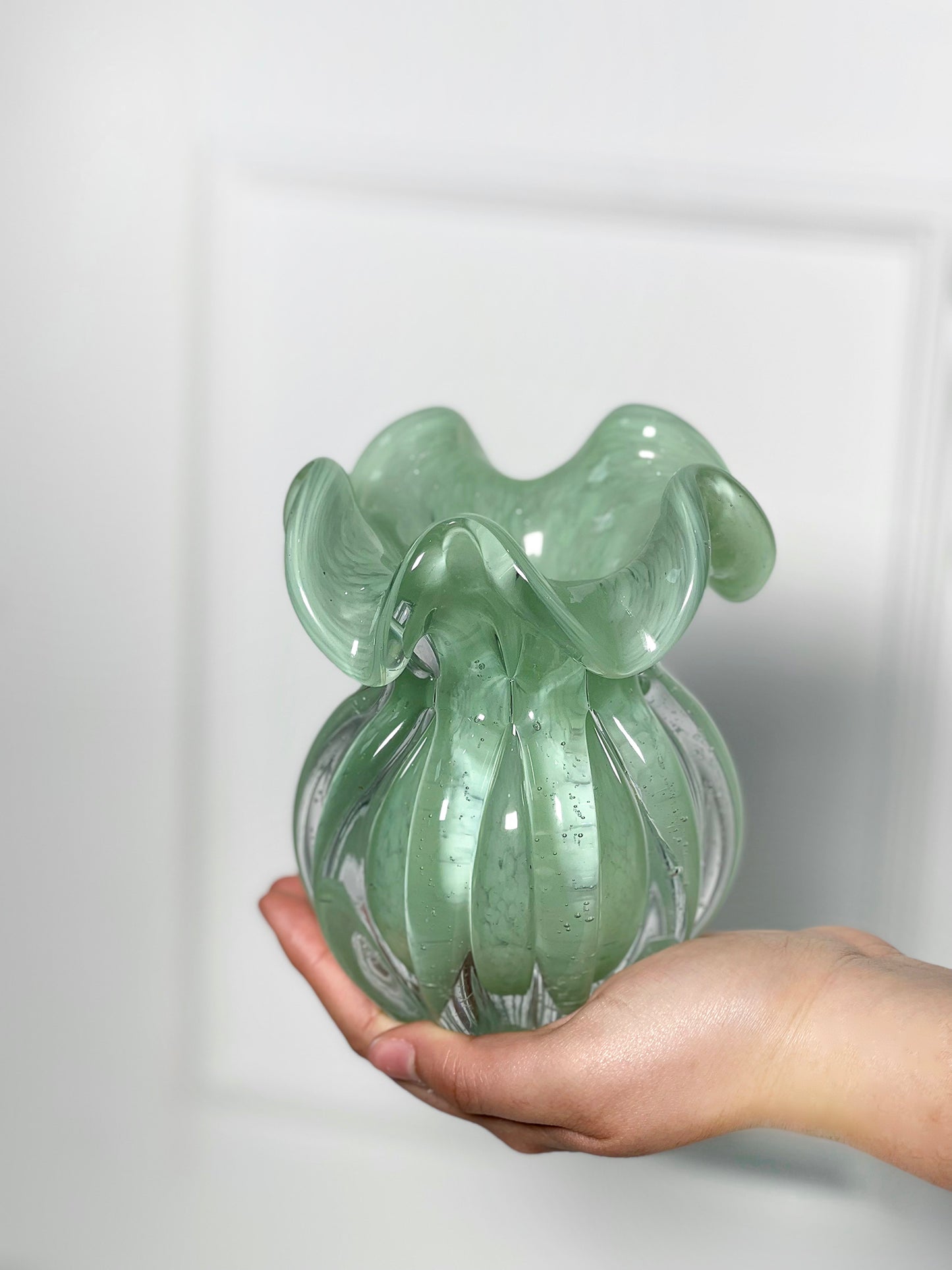 VASO UNITÁRIO MURANO CANDY BLOOM LIGHT GREEN