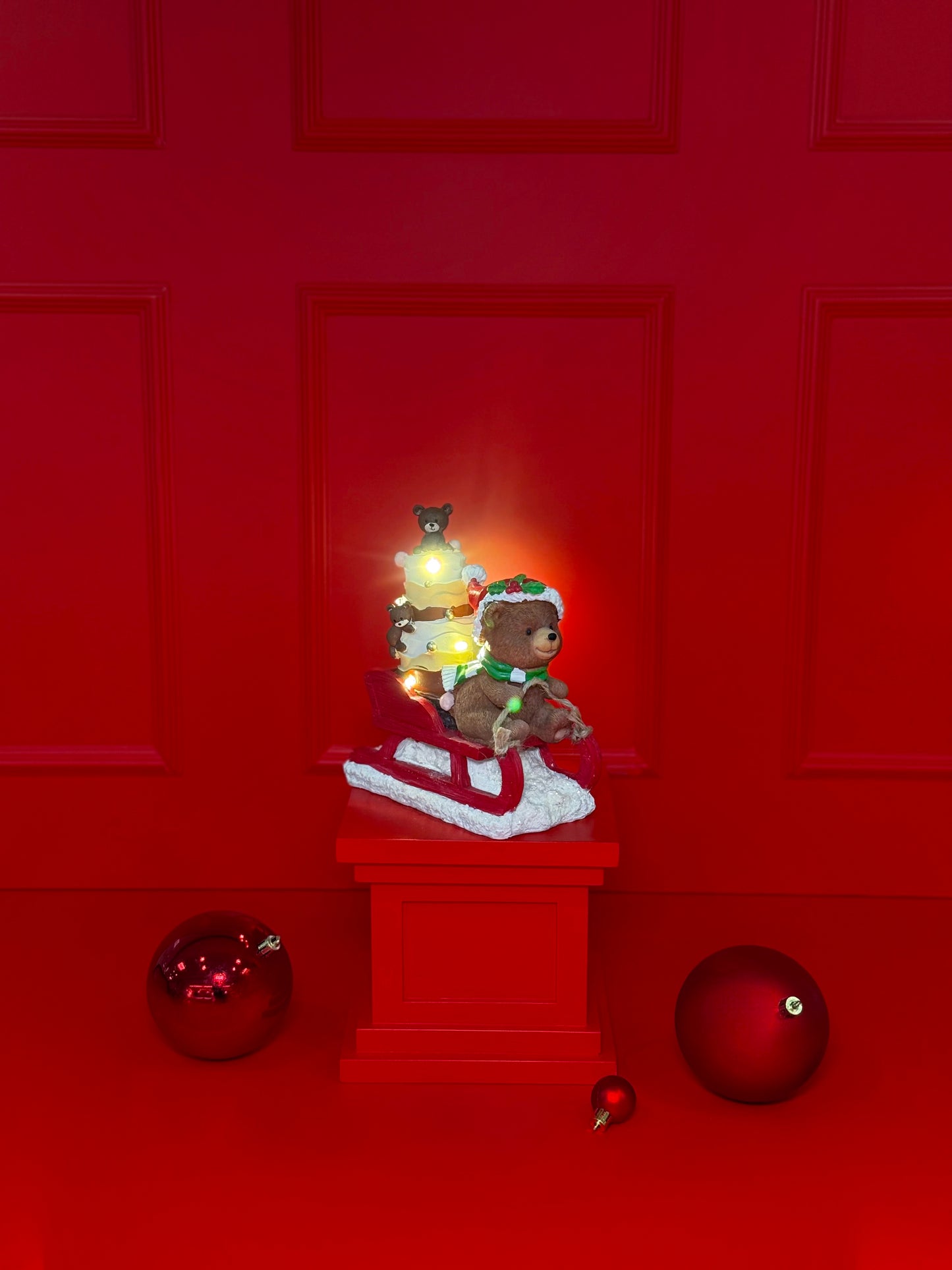 URSO TRENÓ CAKE DECORATIVO COM LUZES