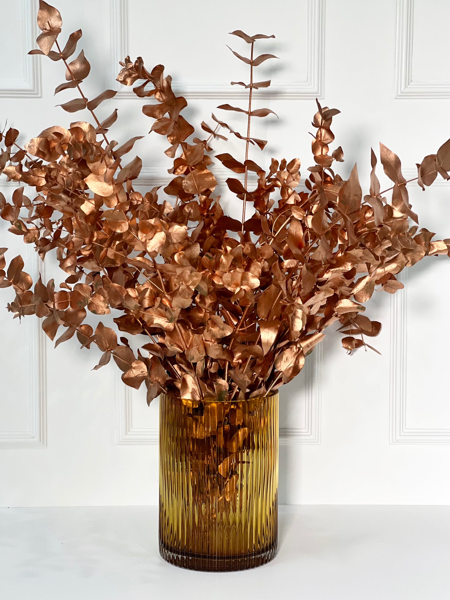VASO DE CRISTAL AMBER COM EUCALIPTO PINTADO