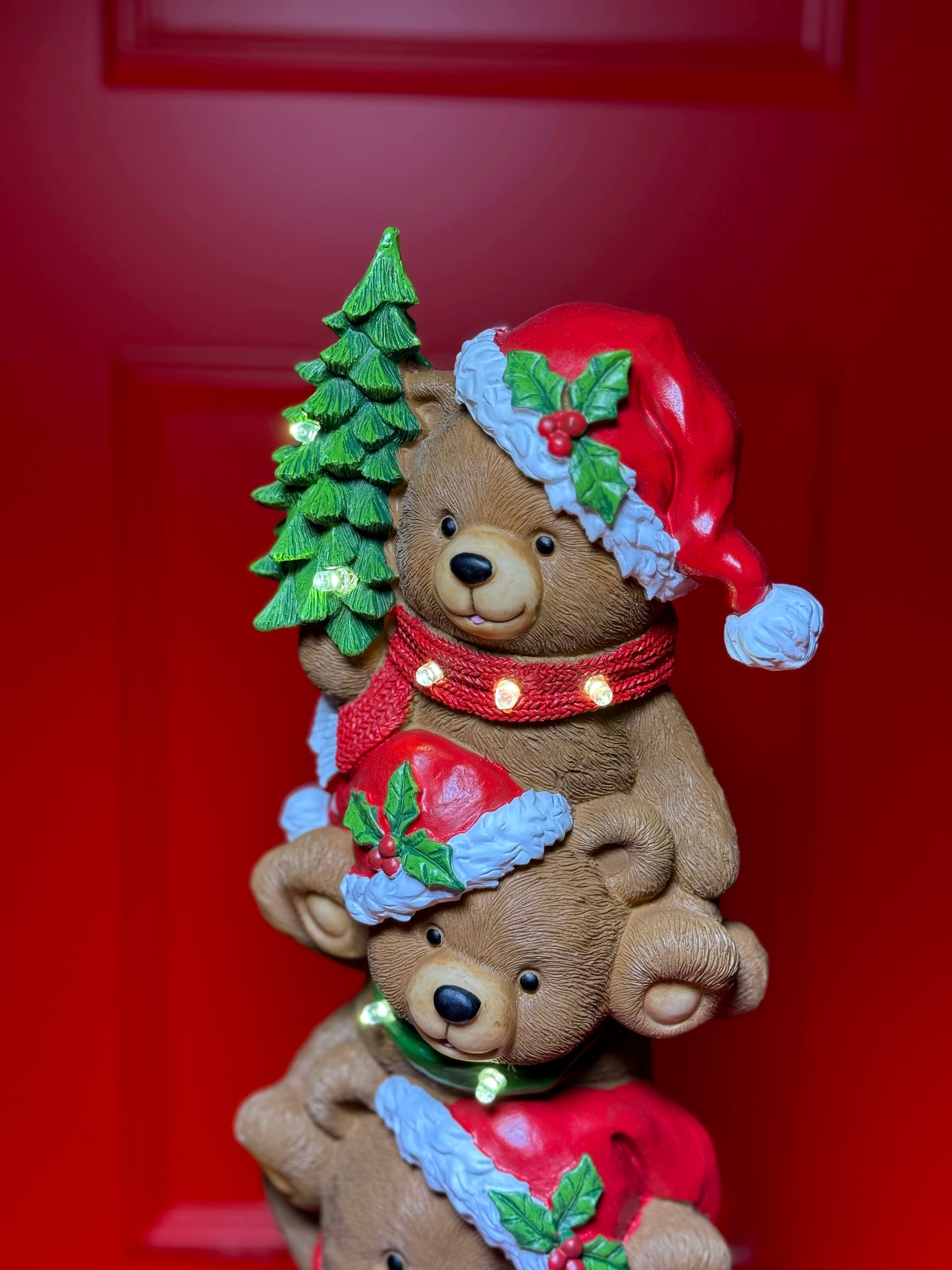 ARTIGO DECORATIVO DE NATAL TRÊS URSOS COM LED