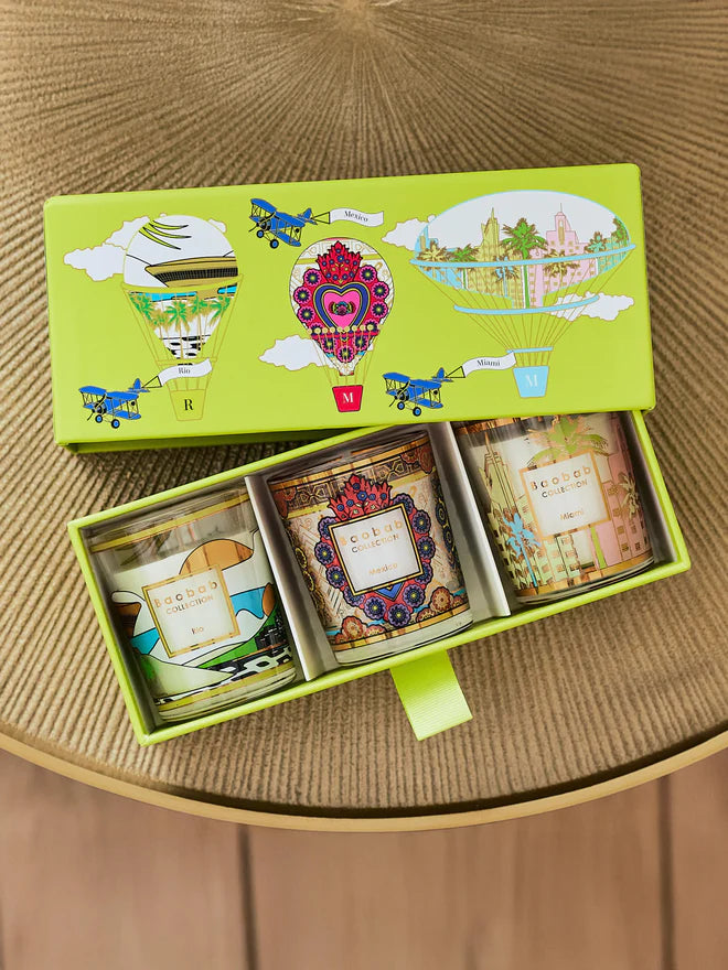 MY FIRST BAOBAB TRAVEL SET 3 VELAS RIO-MEXICO-MIAMI
