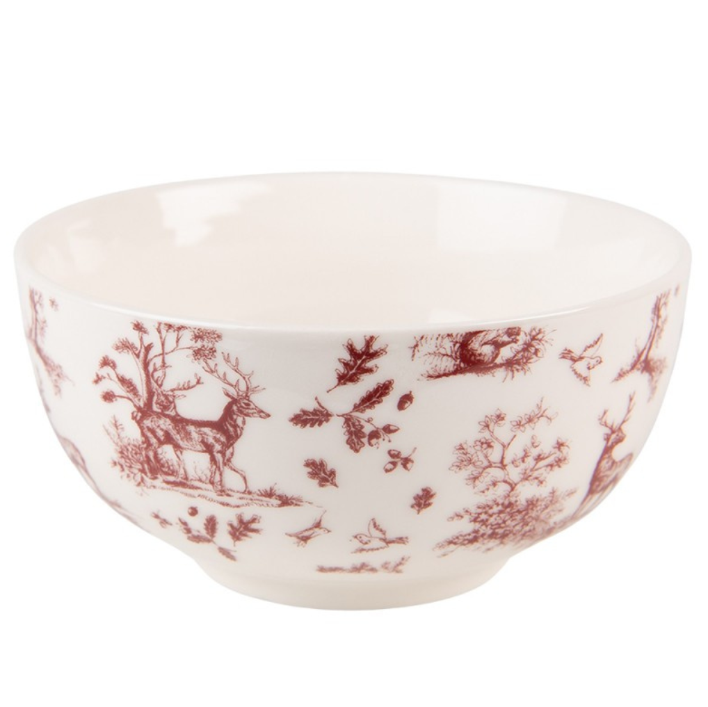 TIGELA DE SOPA PFTBO 500 ML BEGE VERMELHO PORCELANA