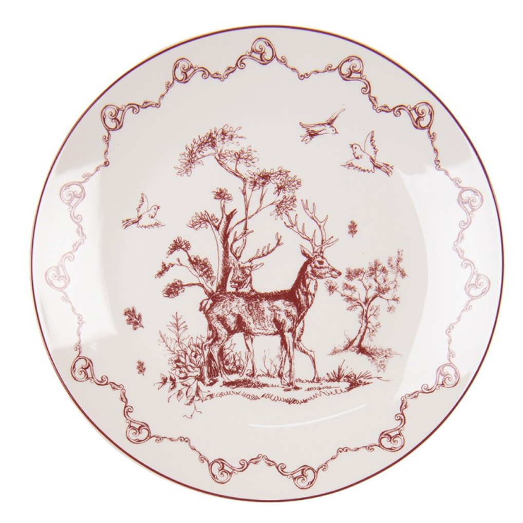 PRATO DE PEQUENO ALMOÇO Ø 20 CM PORCELANA VERMELHA BEGE