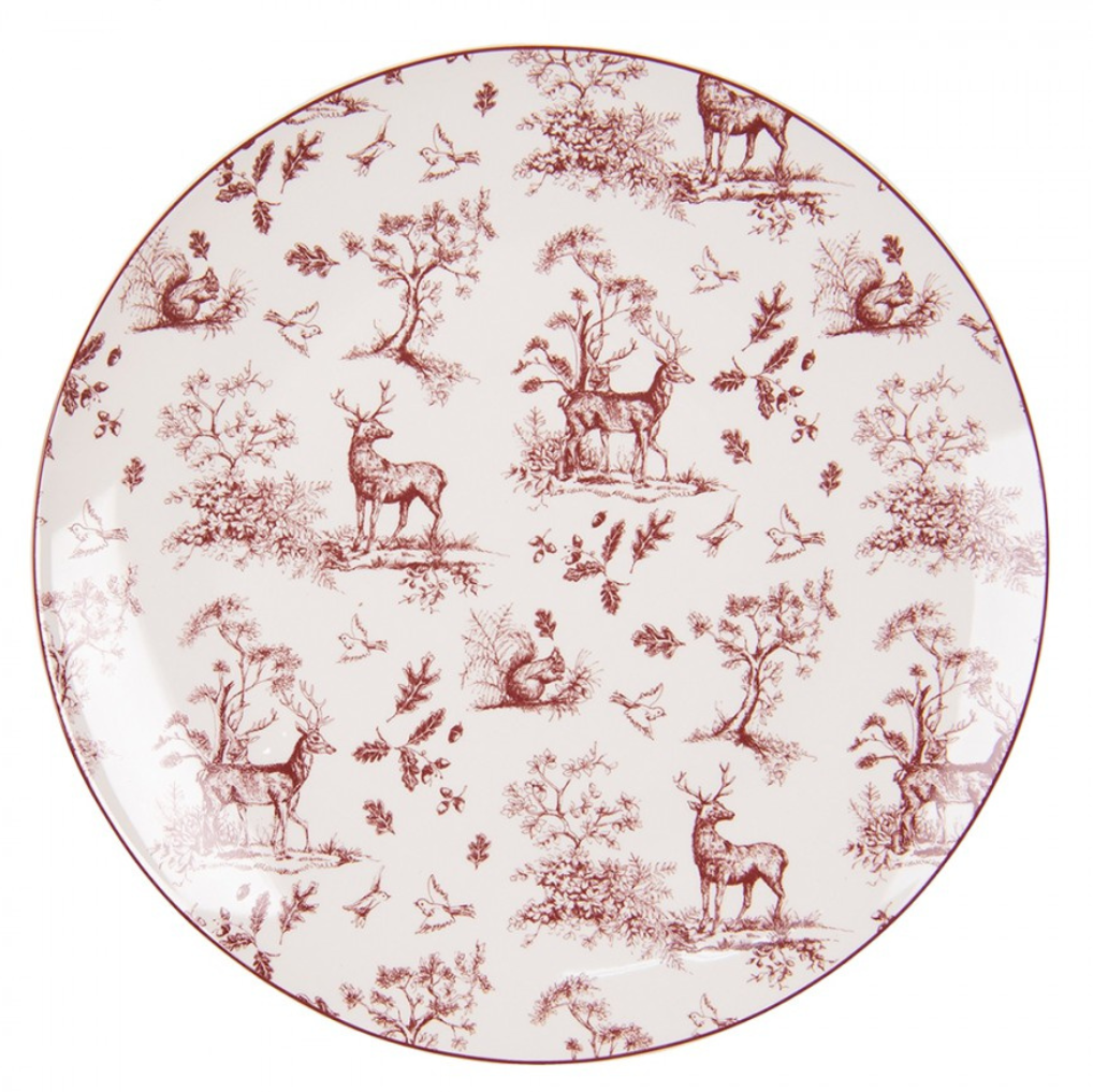PRATO DE GRANDE ALMOÇO Ø 26 CM PORCELANA VERMELHA BEGE