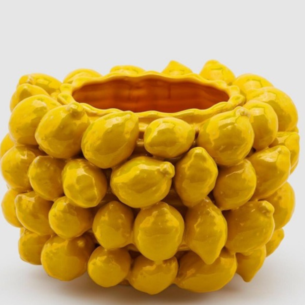 Vaso In Grès Per Crauti O Frutta Sotto Spirito, 4,50 Litri, Dipinto A Mano, Coperchio Incluso