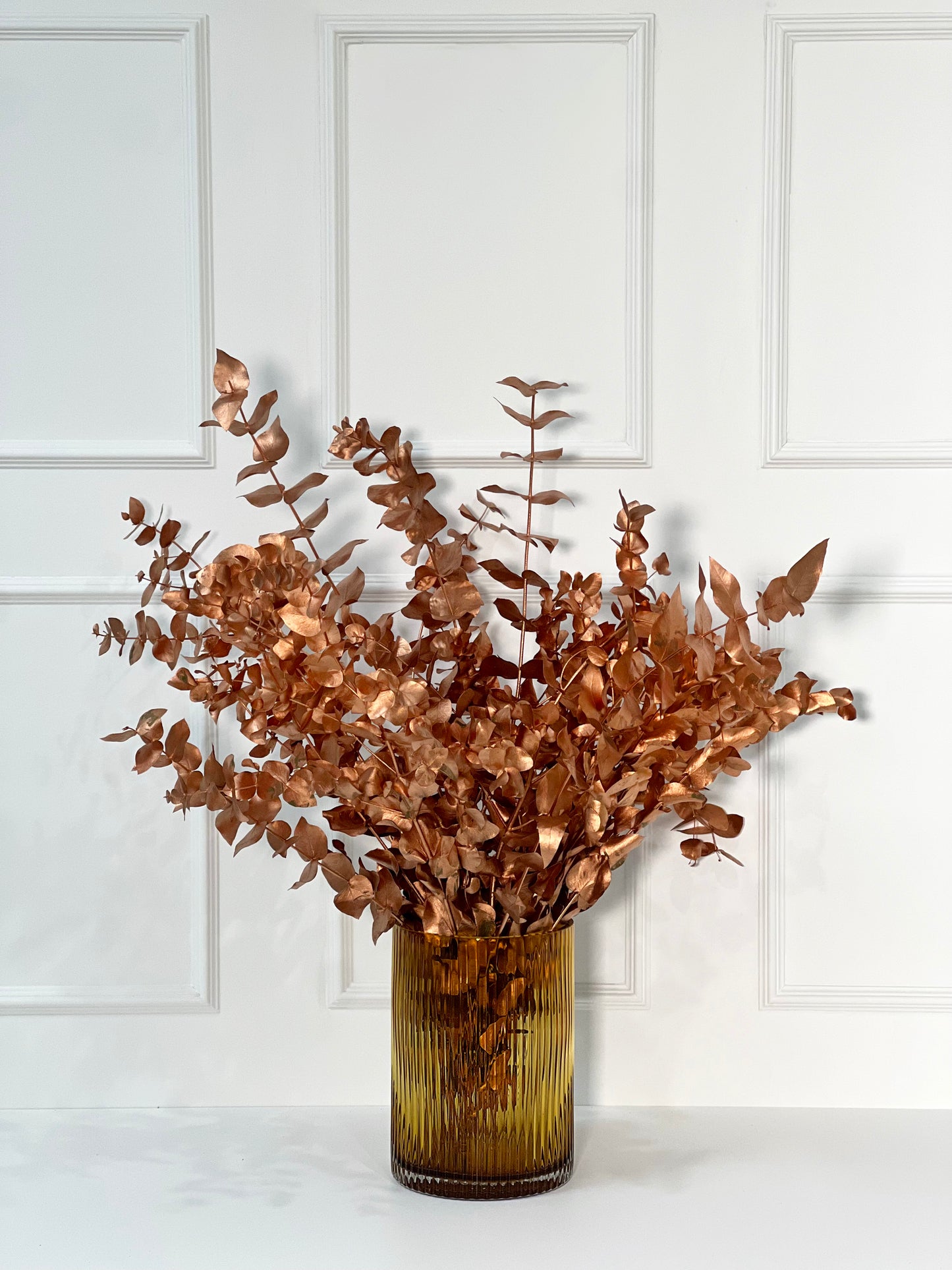 VASO DE CRISTAL AMBER COM EUCALIPTO PINTADO