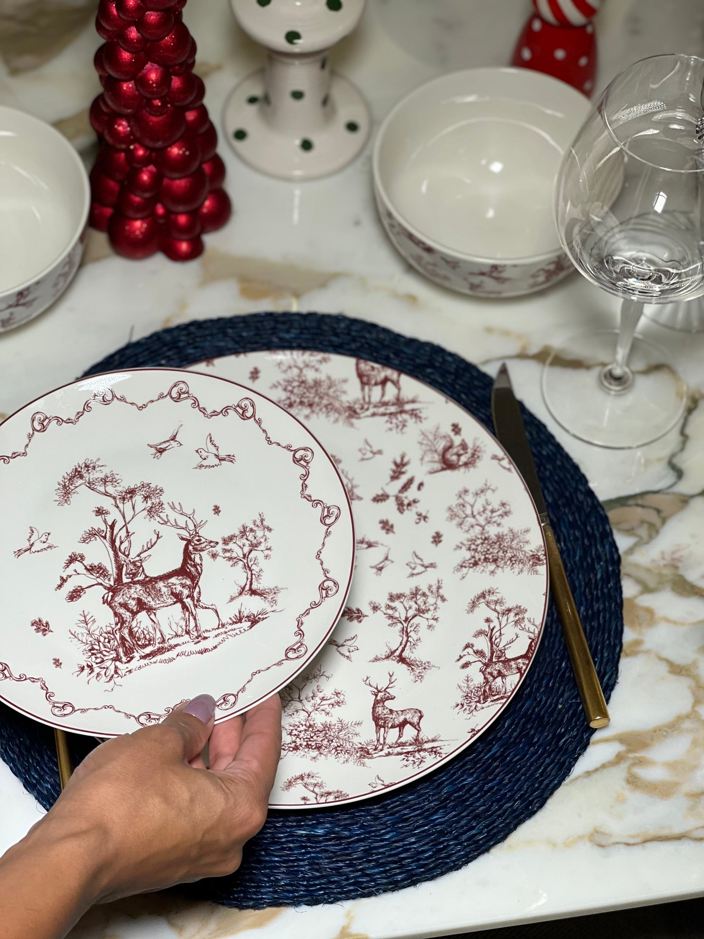 PRATO DE PEQUENO ALMOÇO Ø 20 CM PORCELANA VERMELHA BEGE