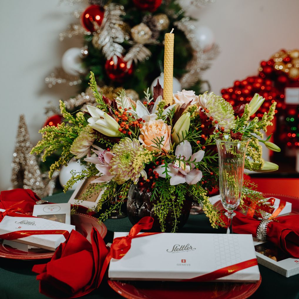 Arranjo Happy Christmas Day Central com Vaso