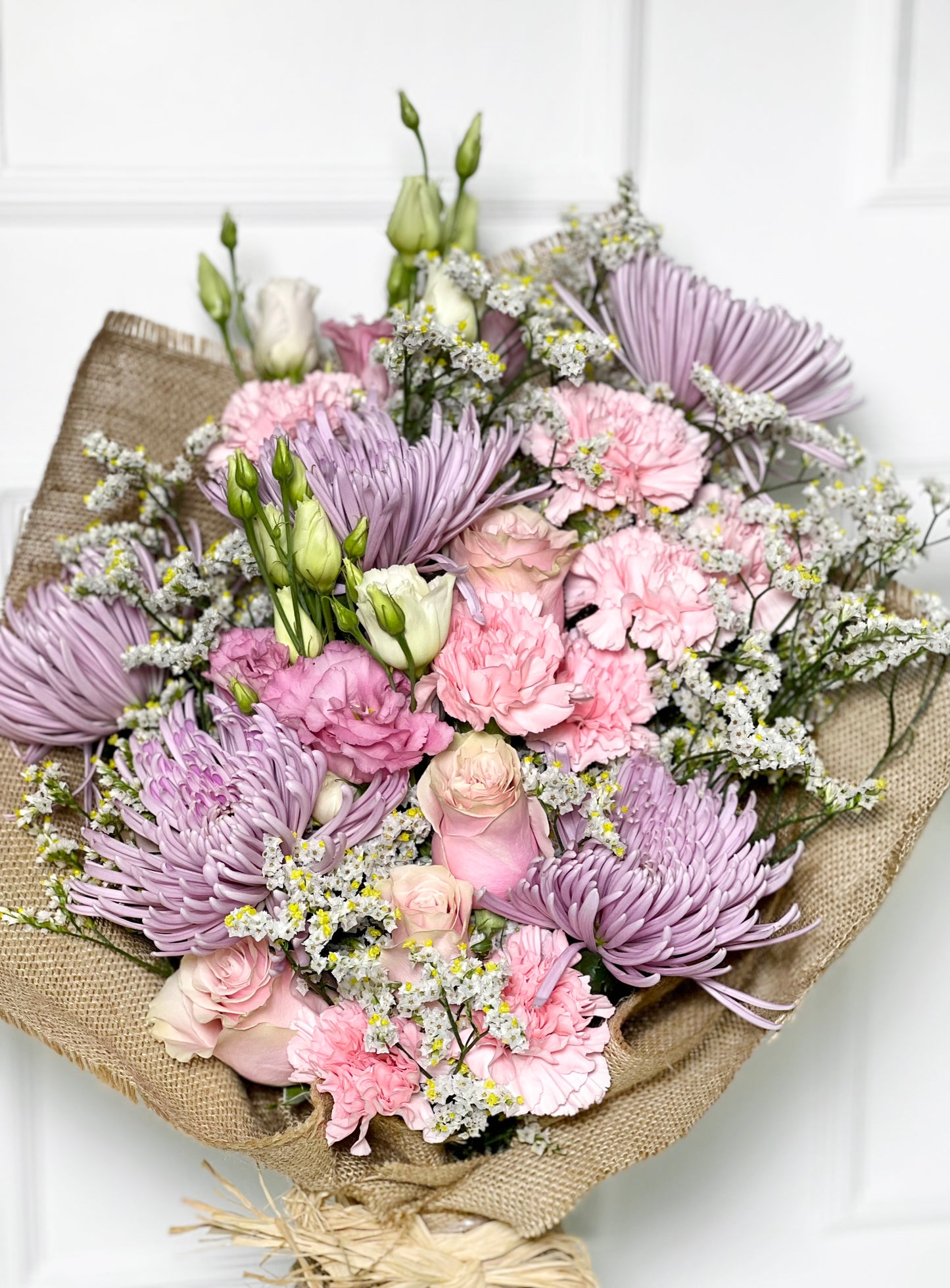 BOUQUET CAMPESTRE PINK COM JUTA DE LINHO CRU