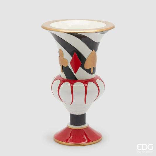 Vaso em taça com xadrez em poliresina Natal 2025 Altura 38 cm × Diâmetro 23 cm