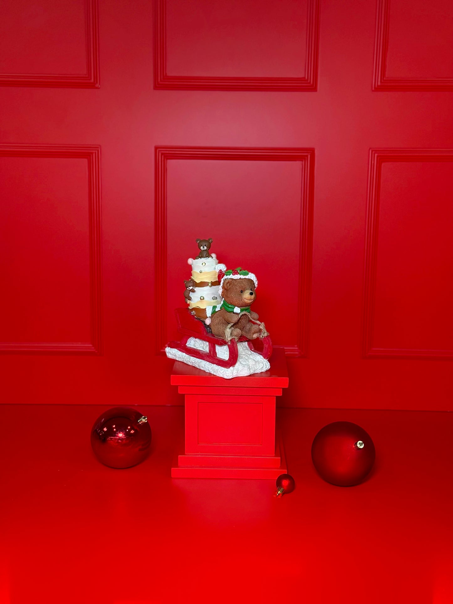 URSO TRENÓ CAKE DECORATIVO COM LUZES