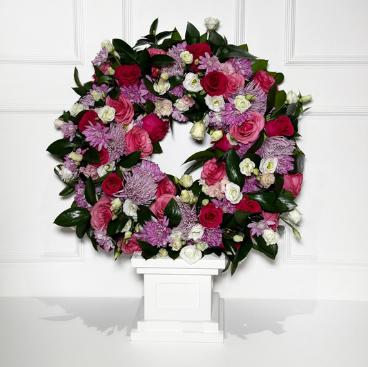 COROA DE FLORES ROSA