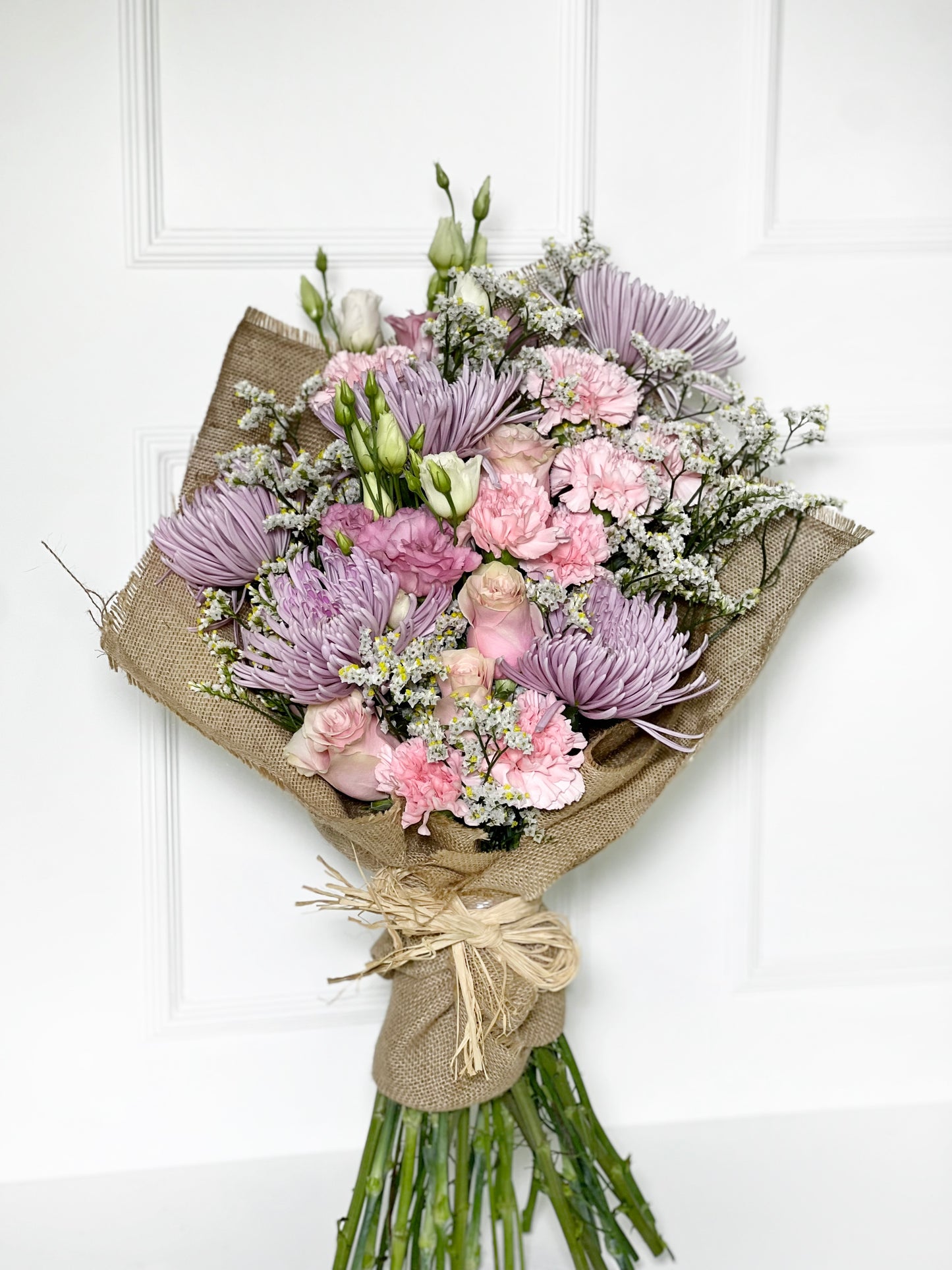 BOUQUET CAMPESTRE PINK COM JUTA DE LINHO CRU