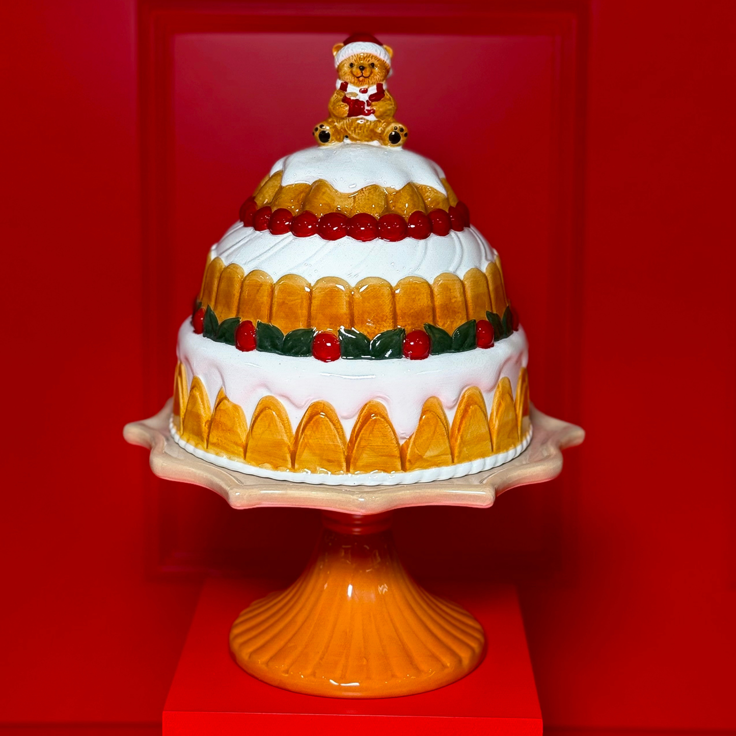 BOLEIRA COM URSO ORANGE DE NATAL