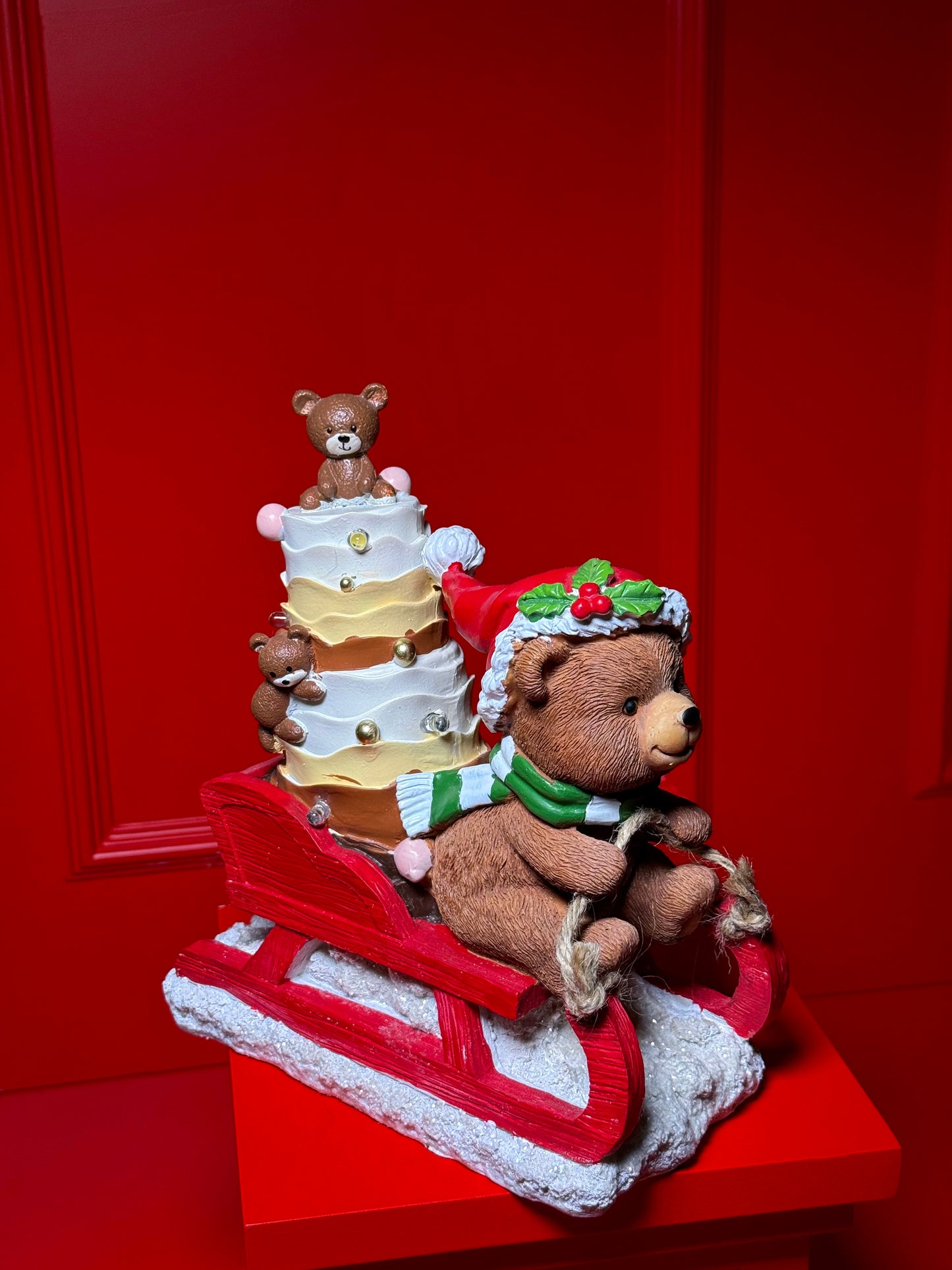 URSO TRENÓ CAKE DECORATIVO COM LUZES