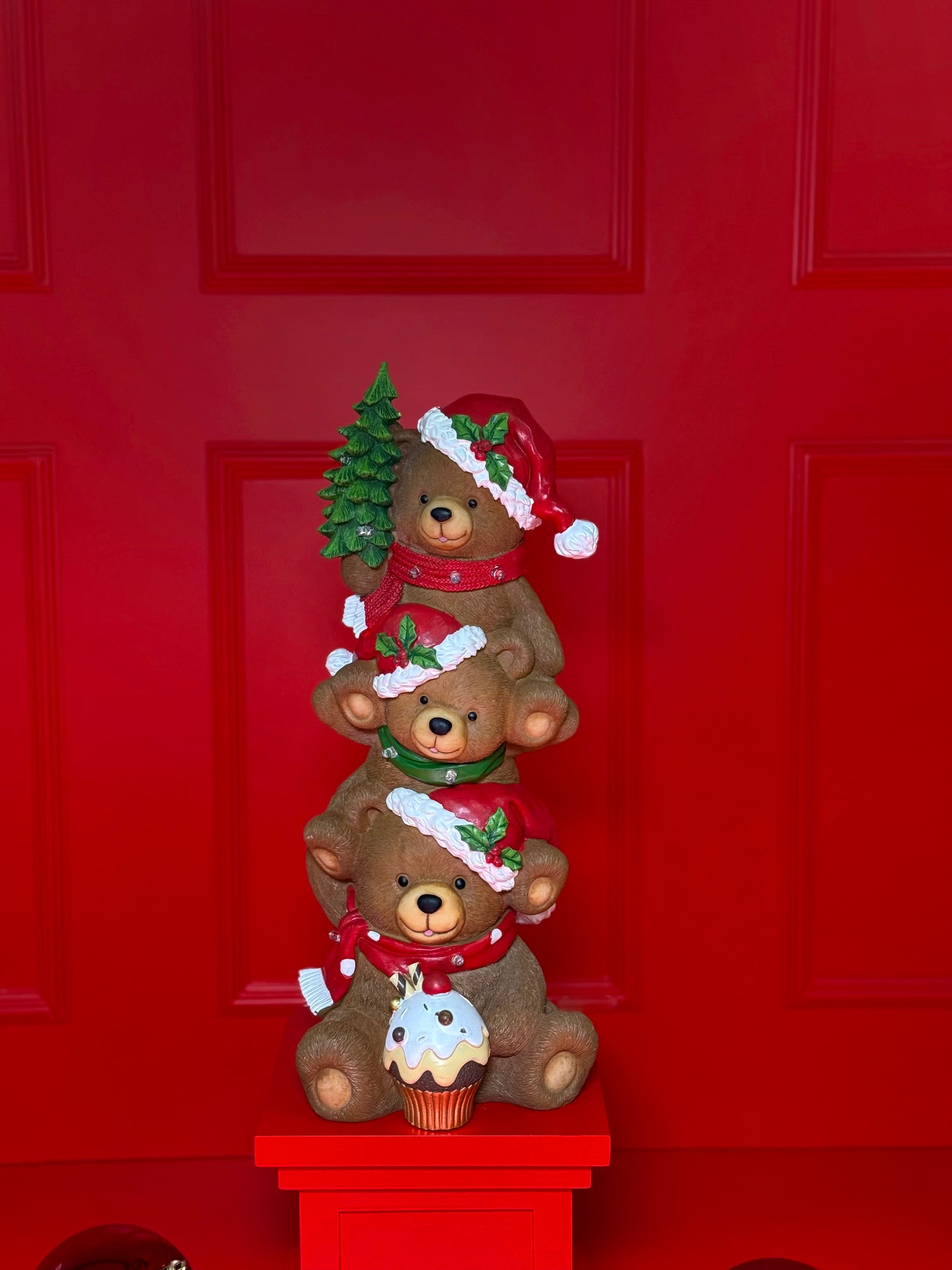 ARTIGO DECORATIVO DE NATAL TRÊS URSOS COM LED