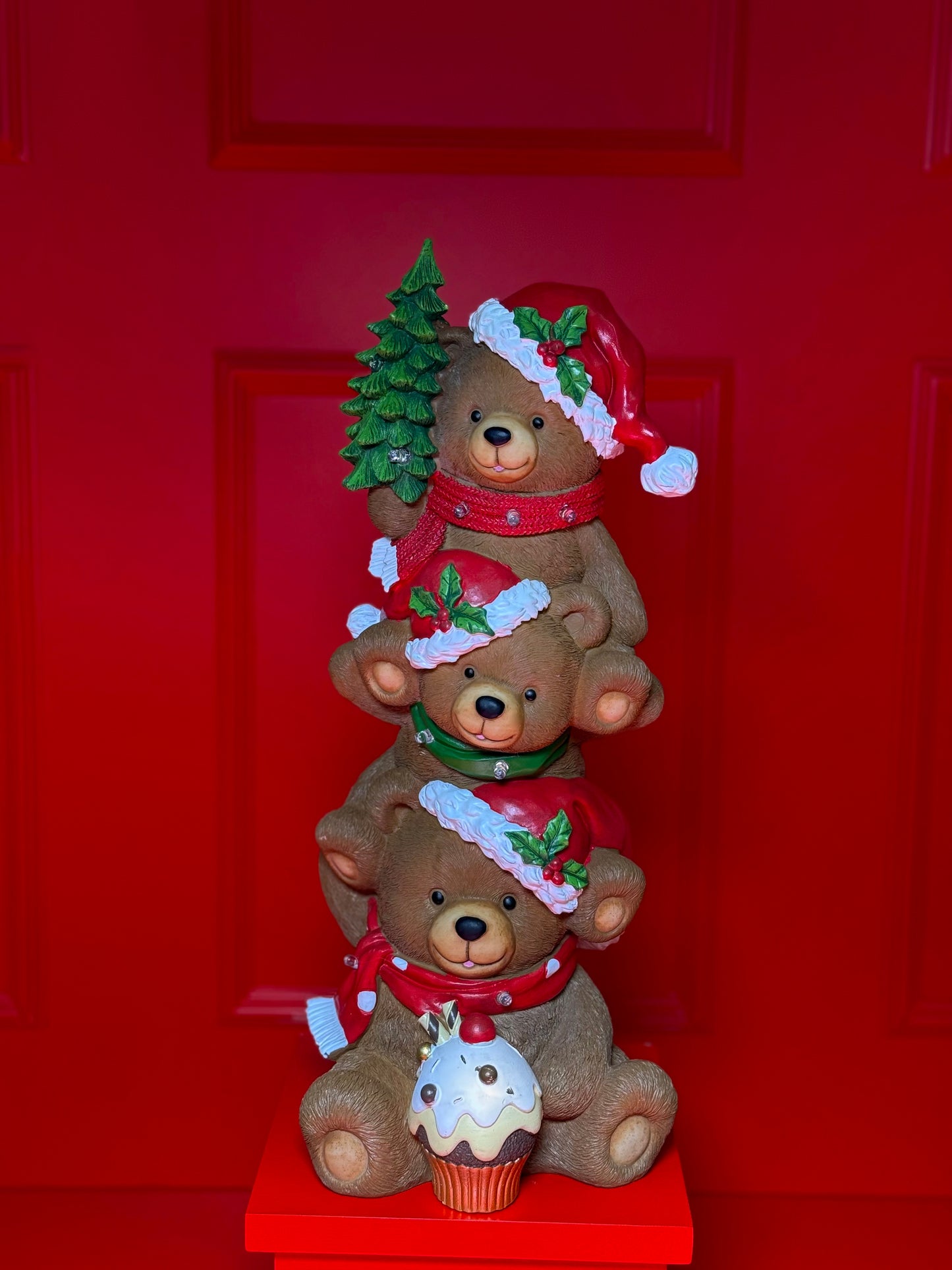 ARTIGO DECORATIVO DE NATAL TRÊS URSOS COM LED