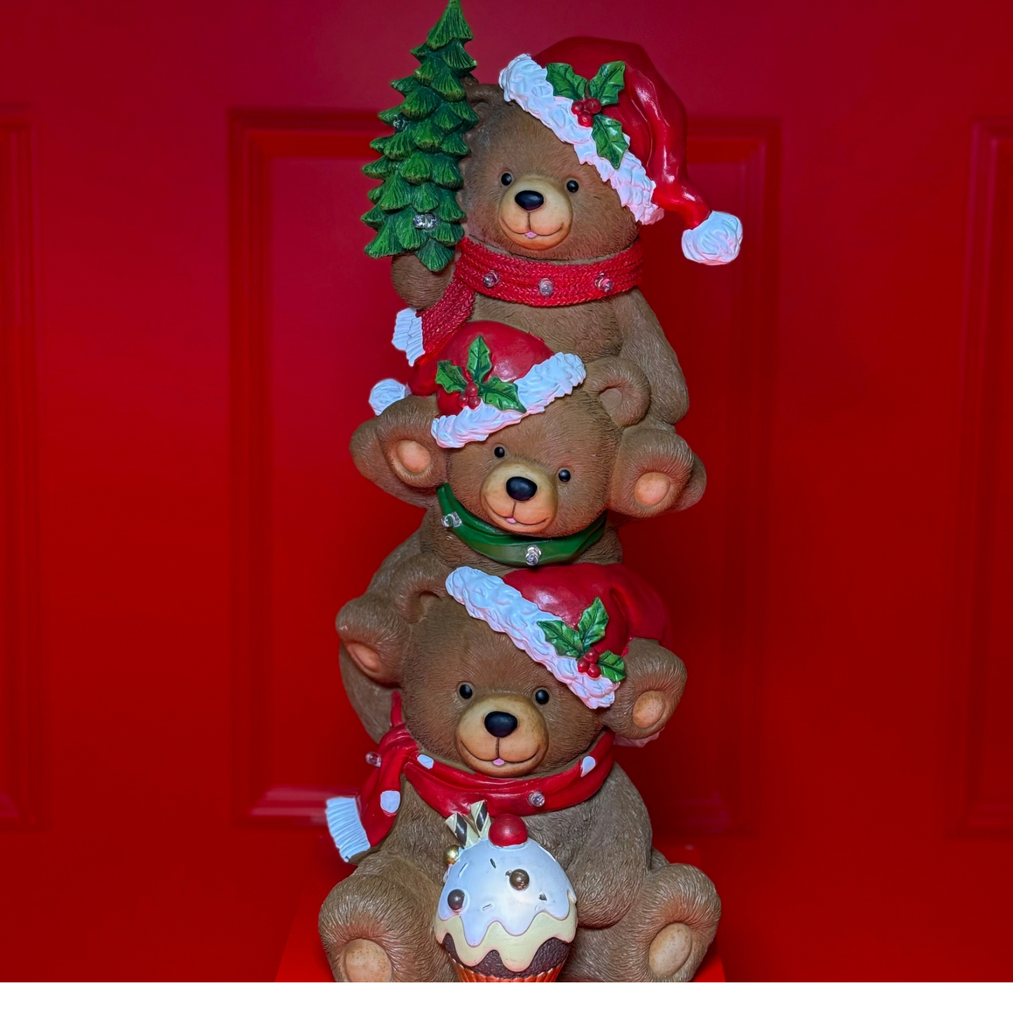 ARTIGO DECORATIVO DE NATAL TRÊS URSOS COM LED
