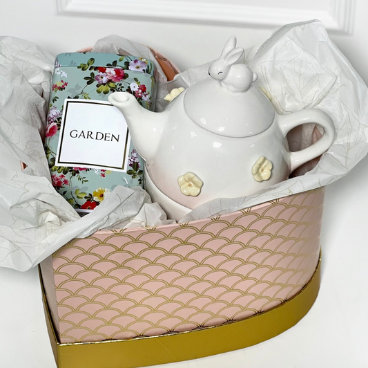 CONJUNTO DE BULE DUO COM POTE FLORAL DE BISCOITO NA BOX HEART MERMAID