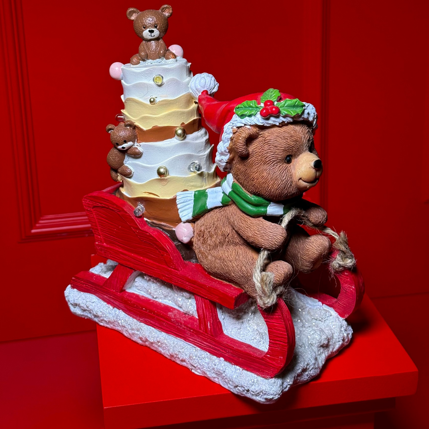 URSO TRENÓ CAKE DECORATIVO COM LUZES