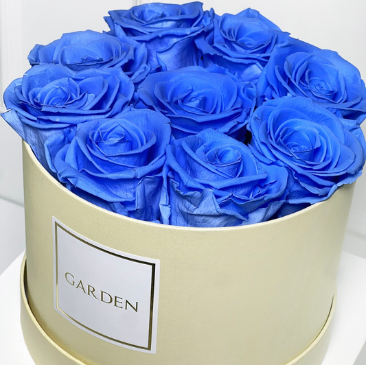 BOX ROSAS PRESERVADAS AZUL TAMANHO M