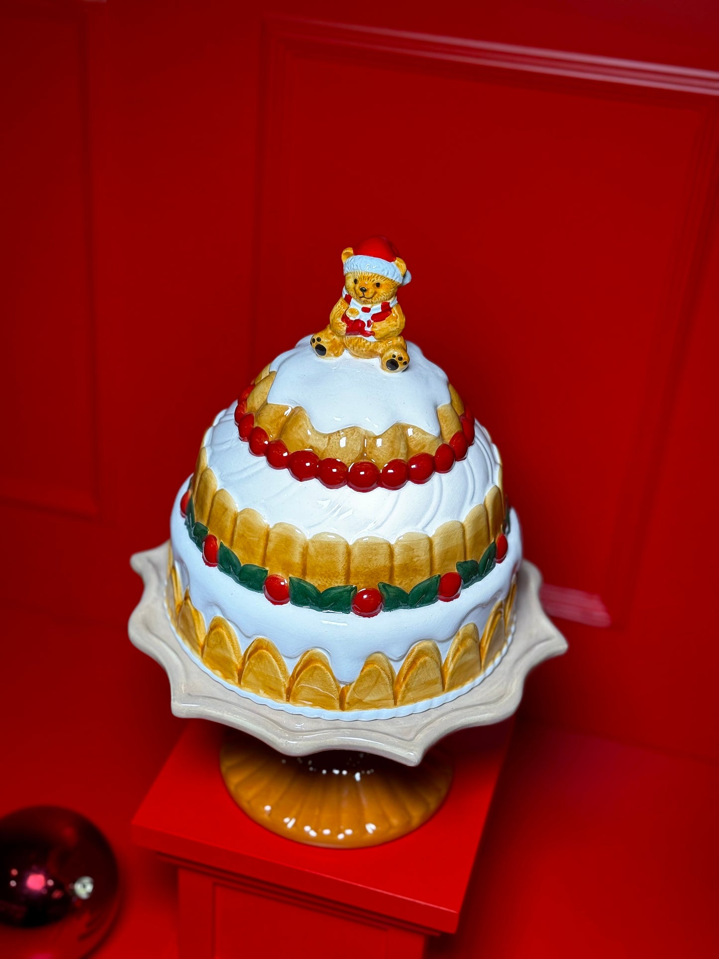 BOLEIRA COM URSO ORANGE DE NATAL