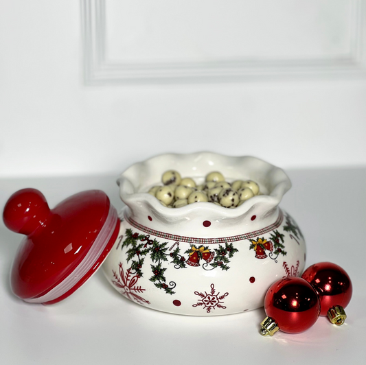 SACO NATALINO DE PORCELANA COM RICEBALL DE STRACIATELLA 500G
