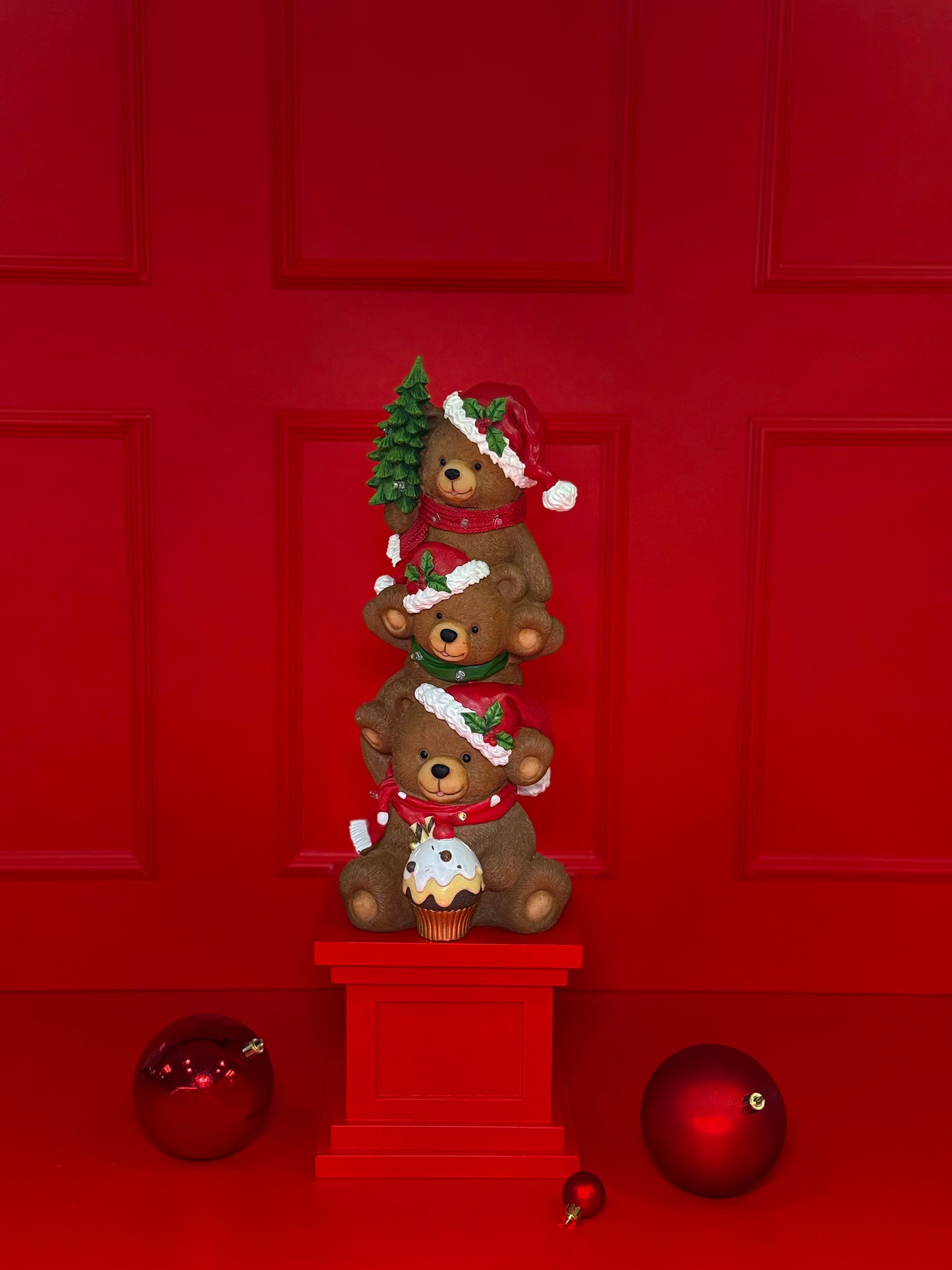 ARTIGO DECORATIVO DE NATAL TRÊS URSOS COM LED