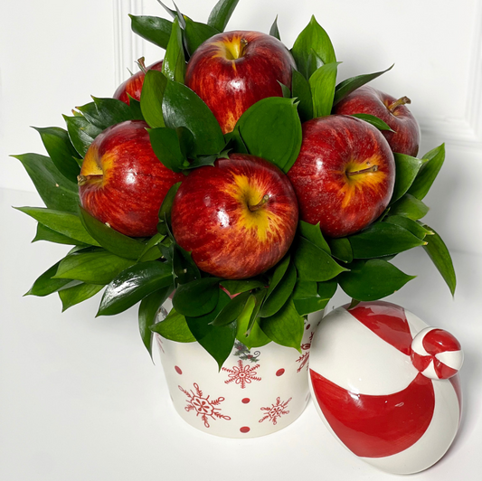 POTE CANDY COM ARRANJO NATALINO (MAÇÃS E RUSKUS)