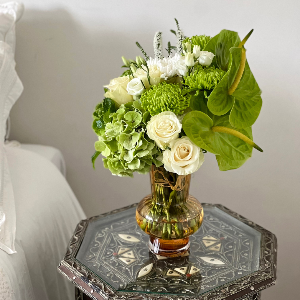 VASO AMBER COM BOUQUET VIENA