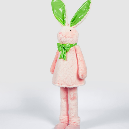 Coelho de Pelúcia Pasquale Gigante com Movimento Altura 155 cm Diâmetro 40 cm Rosa