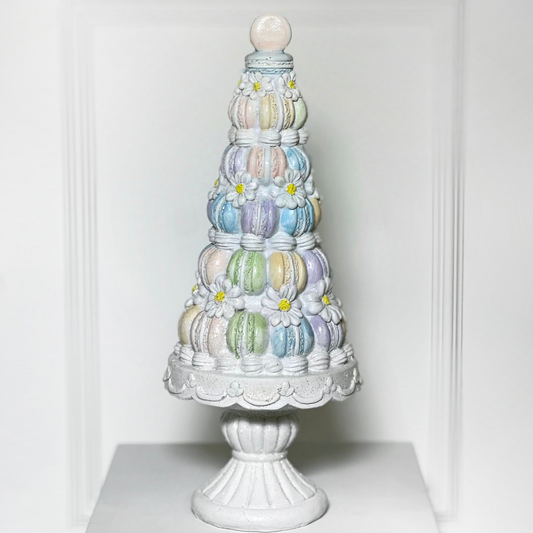TOPIARIA DE MACARONS TONS PASTÉIS COM SUPORTE EM BRANCO