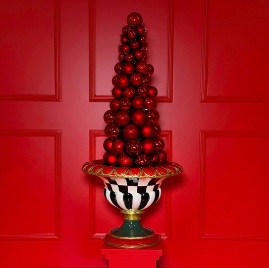 TOPIÁRIA DE BOLAS VERMELHAS COM VASO DECORATIVO – H 90 CM | CHRISTMAS COLLECTION