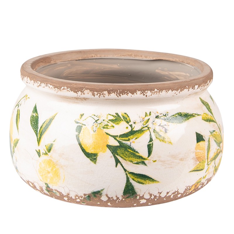 VASO PORTA PLANTAS Ø 16X8 CM CERÂMICA AMARELA LIMÕES