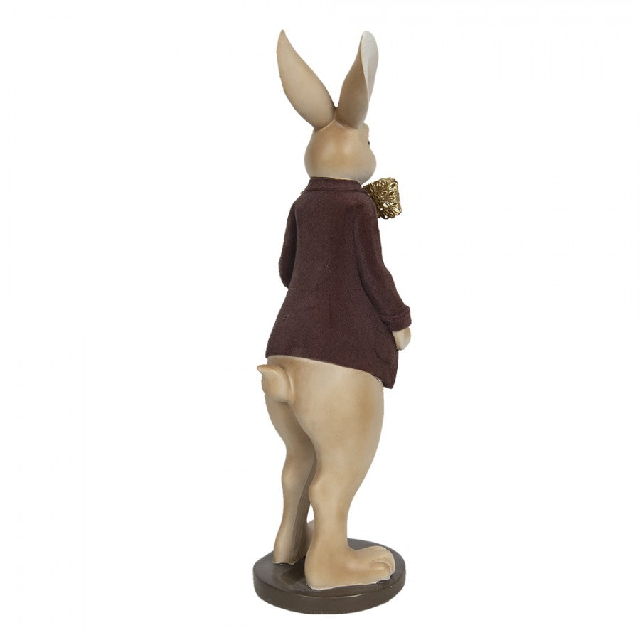 ESTÁTUA DE COELHO 18X17X54 CM DE POLIRESINA MARROM