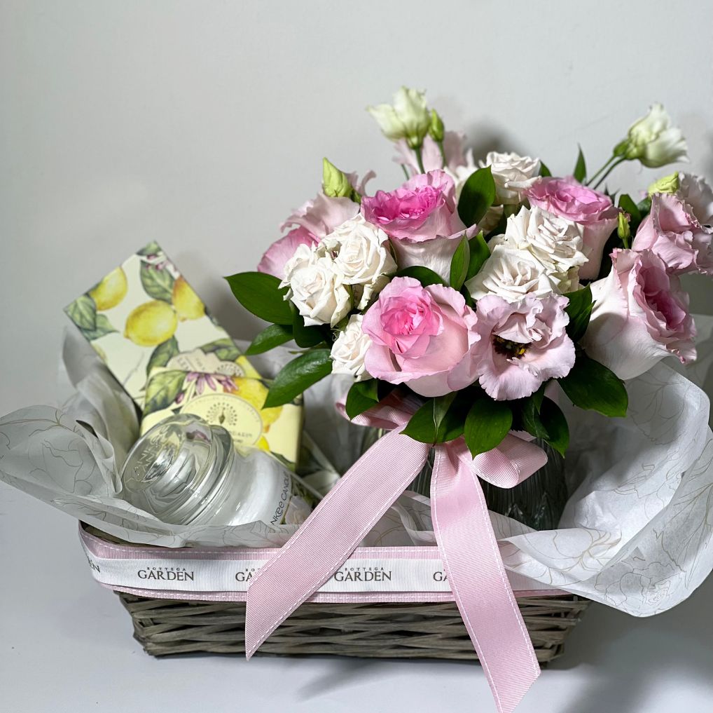 Cesta Baby Calm pink com Bouquet