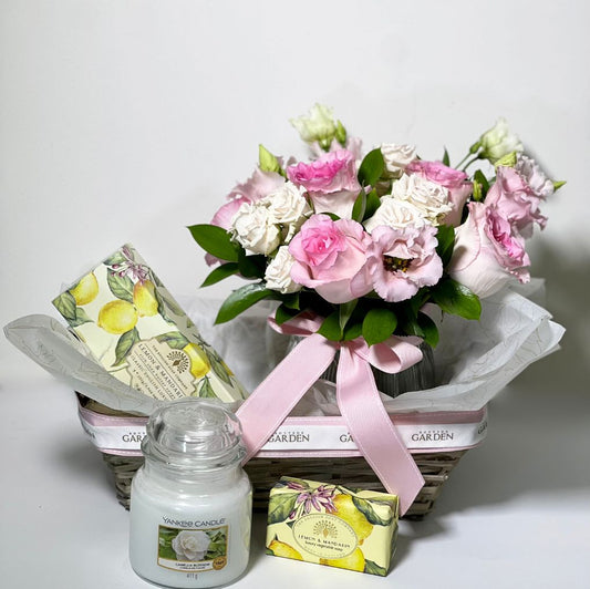 Cesta Baby Calm pink com Bouquet