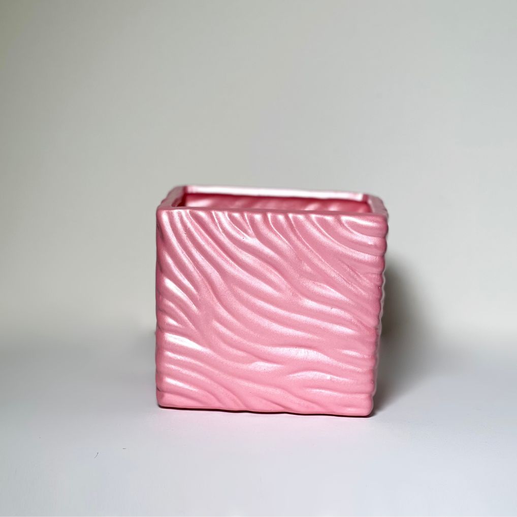 VASO CUBO PINK DE LOUÇA PORTUGUESA COM DETAILS HANDMADE