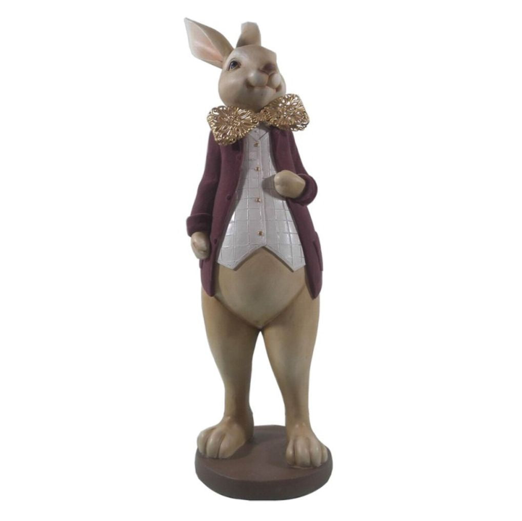 ESTÁTUA DE COELHO 18X17X54 CM DE POLIRESINA MARROM
