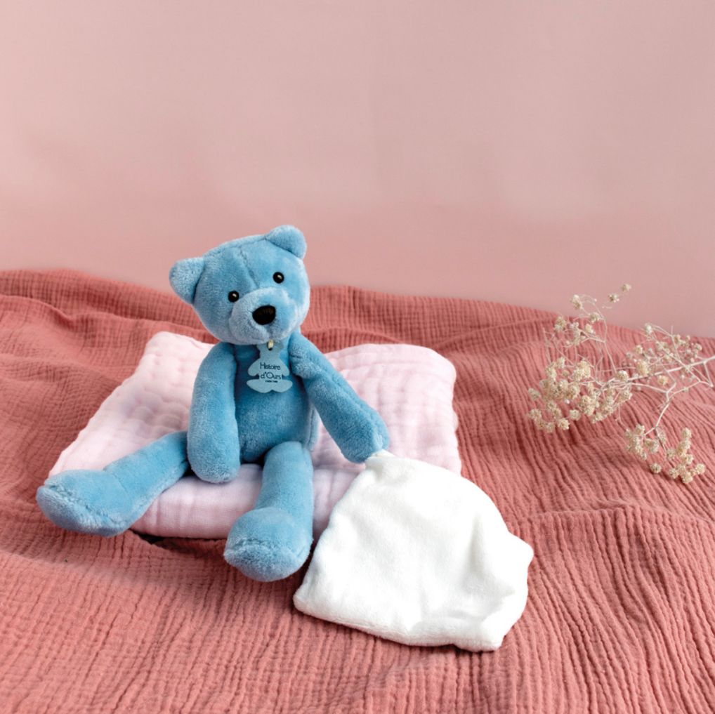 Peluche ursinho azul com Doudou - 30 cm