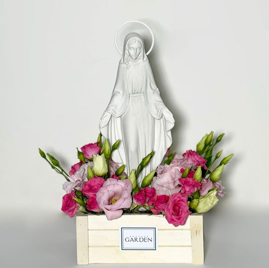 Nossa Senhora das Graças 29cm Branca com Flores